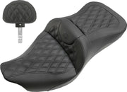Saddlemen Road Sofa Lattice Stitch Extended Reach Seat w/Backrest for 2009-2013 Harley-Davidson Trike and 2008-2025 Harley-Davidson Touring Models Black #808-07B-184BR