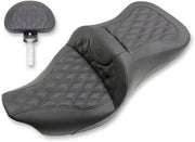 Saddlemen Road Sofa Lattice Stitch Extended Reach Seat w/Backrest for 2009-2013 Harley-Davidson Trike and 2008-2025 Harley-Davidson Touring Models