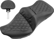 Saddlemen Heated Road Sofa Lattice Stitch Extended Reach Seat w/Backrest for 2009-2013 Harley-Davidson Trike and 2008-2025 Harley-Davidson Touring Models
