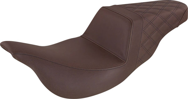 Saddlemen Rear Lattice Stitch Step-Up Seat for 2008-2025 Harley-Davidson Touring Models Brown