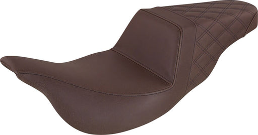 Saddlemen Rear Lattice Stitch Step-Up Seat for 2008-2025 Harley-Davidson Touring Models Brown