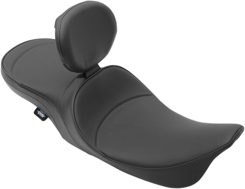 Drag Specialties Low Profile Mild Stitch Touring Seat w/Driver Backrest Provision for 1997-2007 Harley-Davidson Touring Motorcycles