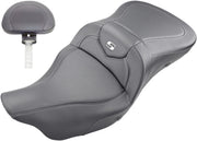 Saddlemen Black Extended Reach Heated Road Sofa Carbon Fibre Seat w/Backrest for 2008-2025 Harley-Davidson Touring Models