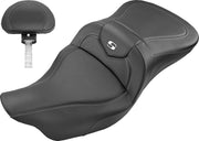 Saddlemen Road Sofa Seat w/Backrest for 2008-2025 Harley-Davidson Touring Models Black