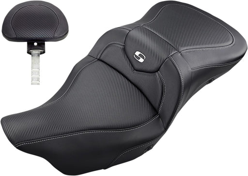 Saddlemen Heated Road Soft Carbon-Fibre Seat w/Backrest for 2008-2025 Harley-Davidson Touring Models