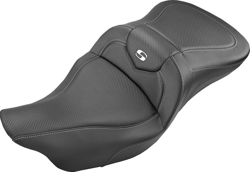 Saddlemen Carbon-Fibre Road Sofa Seat w/o Backrest for 2020-2022 Harley-Davidson Tri-Glide CVO/SE - FLHTCUTGSE and 2009-2024 Harley-Davidson Tri Glide Ultra Classic - FLHTCUTG Motorcycles Black