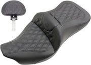 Saddlemen Lattice-Stitch Road Sofa Seat w/Driver Backrest for 2009-2024 Harley-Davidson Tri Glide Ultra Classic - FLHTCUTG and 2020-2022 Harley-Davidson Tri-Glide CVO/SE - FLHTCUTGSE Motorcycles