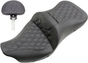 Saddlemen Lattice Stitch Heated Road Sofa Seat w/Driver Backrest for 2009-2024 Harley-Davidson Tri Glide Ultra Classic - FLHTCUTG and 2020-2022 Harley-Davidson Tri-Glide CVO/SE - FLHTCUTGSE Motorcycles