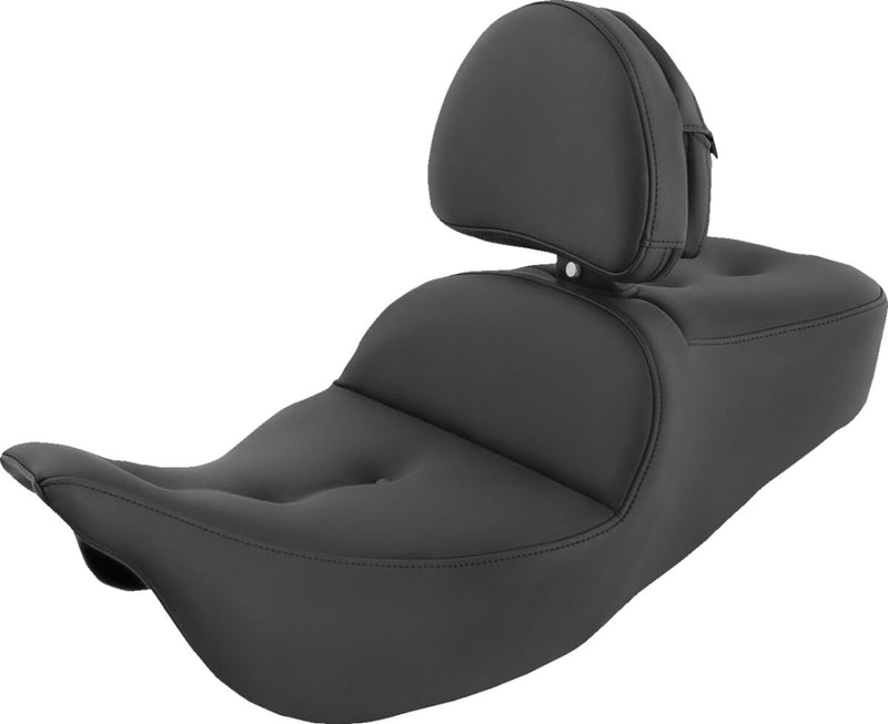 Saddlemen Pillow Top Road Sofa Seat w/Driver Backrest for 2008-2025 Harley-Davidson Touring Models Black