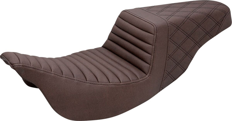 Saddlemen Brown Lattice Stitch Step Up Seat for 2008-2024 Harley-Davidson Touring Models #808-07B-176BR