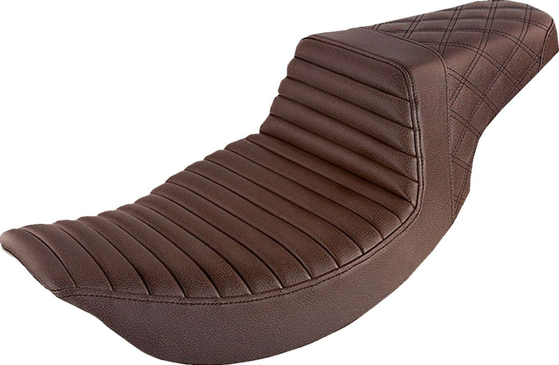 Saddlemen Tuck N Roll Lattice Stitch Step Up Seat for 1997-2007 Harley-Davidson Road King and 2006-2007 Harley-Davidson Street Glide Motorcycles Brown