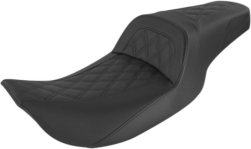 Saddlemen Slim Lattice Stitched 2 Up Seat for 1997-2007 Harley-Davidson Road King and 2006-2007 Harley-Davidson Street Glide Motorcycles Black