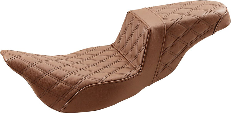 Saddlemen Brown Lattice Stitched Step Up Seat for 2008-2025 Harley-Davidson Touring Models
