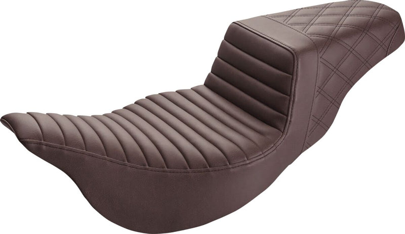 Saddlemen Brown Extended Reach Front Tuck-n-Roll/Rear Lattice Stitch Step-Up Seat for 2008-2025 Harley-Davidson Touring Models Black| Brown #808-07B-176BREX