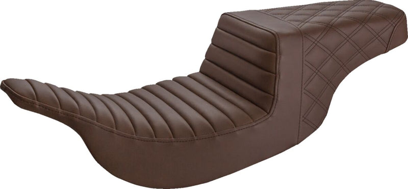 Saddlemen Brown Tuck and Roll Lattice Stitch Step Up Seat for 1997-2007 Harley-Davidson Electra Glide and 1998-2007 Harley-Davidson Road Glide