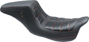 Mustang Squareback One-Piece Seat Black Red Vinyl #75239AB