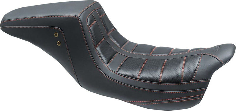 Mustang Squareback One-Piece Seat Black Red Vinyl #75239AB