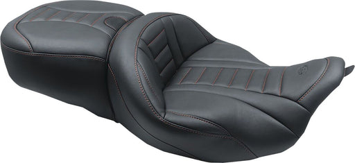 Mustang One-Piece Deluxe Touring Seat with Removable Backrest Option Black Red