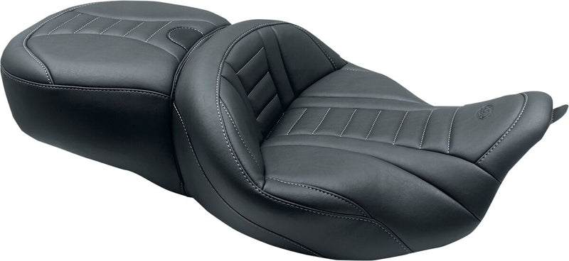 Mustang One-Piece Deluxe Touring Seat with Removable Backrest Option Black Grey #79006GM