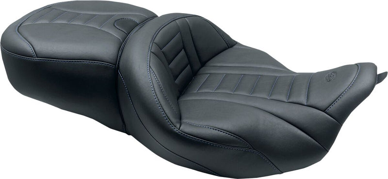 Mustang One-Piece Deluxe Touring Seat with Removable Backrest Option Black Blue Each