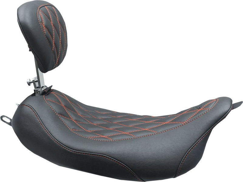 Mustang Wide Tripper™ Solo Seat With Removable Driver Backrest Black Red