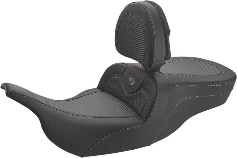 Saddlemen Roadsofa Carbon Fibre Seat w/Driver Backrest for 1997-2007 Harley-Davidson Electra Glide and 1998-2002,2007 Harley-Davidson Road Glide