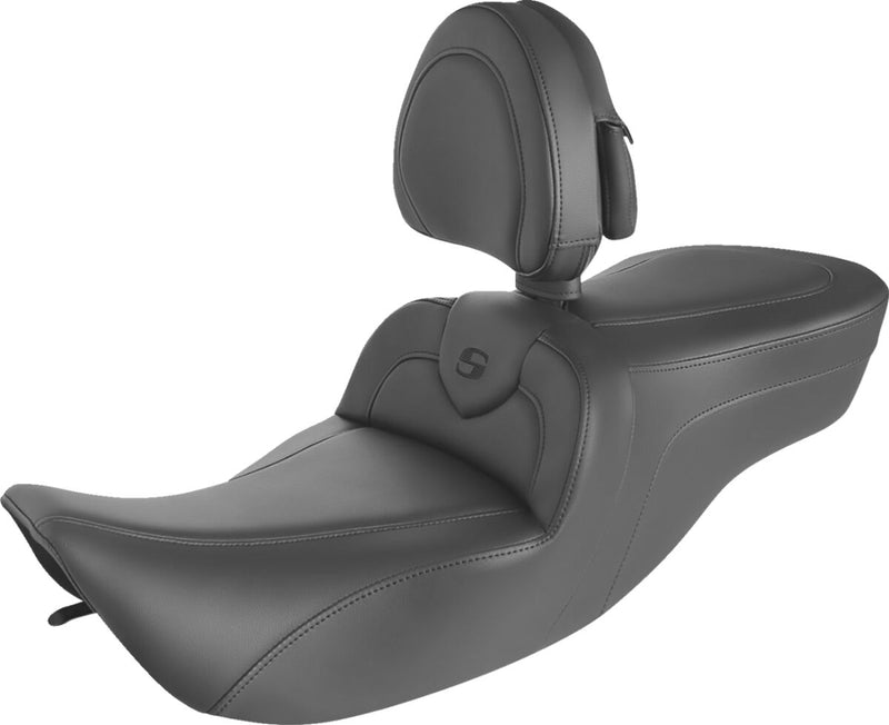 Saddlemen Black Roadsofa Seat w/Drivers Backrest for 1997-2007 Harley-Davidson Road King and 2006-2007 Harley-Davidson Street Glide Motorcycles