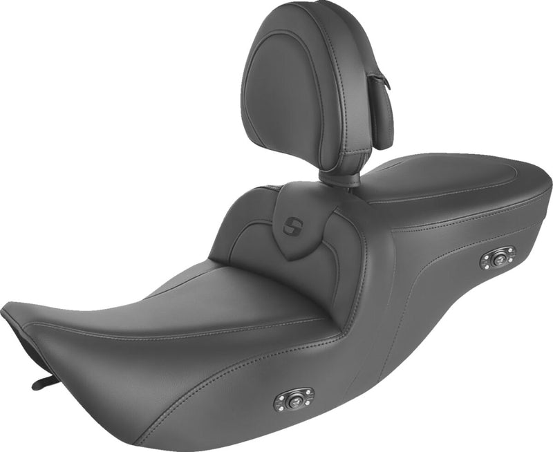Saddlemen Black Heated Roadsofa Seat w/Drivers Backrest for 1997-2007 Harley-Davidson Road King and 2006-2007 Harley-Davidson Street Glide Motorcycles