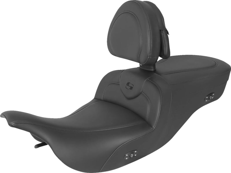 Saddlemen Black Heated Roadsofa Seat w/Drivers Backrest for 1997-2007 Harley-Davidson Electra Glide and 1998-2007 Harley-Davidson Road Glide