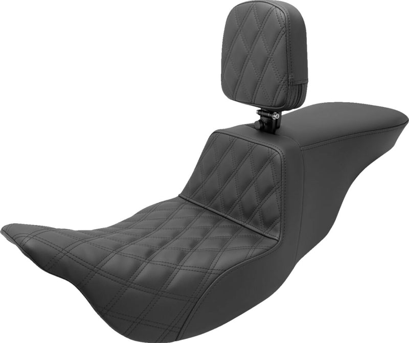 Saddlemen Rear Lattice Stitch Step-Up Seat w/Rider Backrest for 2009-2013 Harley-Davidson Trike and 2008-2025 Harley-Davidson Touring Models