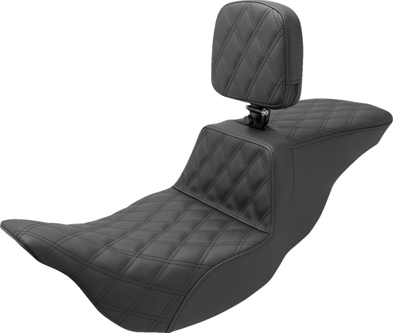Saddlemen Full Lattice Stitch Step Up Seat w/Rider Backrest for 2008-2025 Harley-Davidson Touring and 2009-2013 Harley-Davidson Trikes