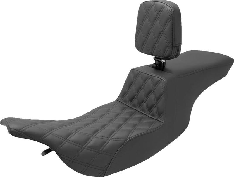 Saddlemen Front Lattice Stitch Tour Step Up Seat w/Rider Backrest for 1997-2007 Harley-Davidson Electra Glide and 1998-2007 Harley-Davidson Road Glide