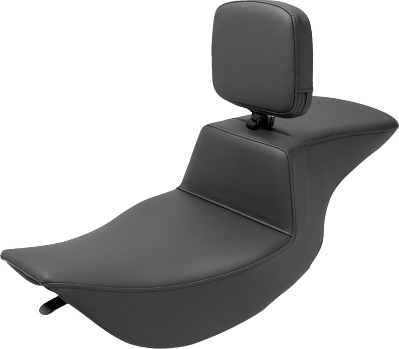 Saddlemen Plain Step-Up Seat w/Rider Backrest for 1997-2007 Harley-Davidson Road King and 2006-2007 Harley-Davidson Street Glide Motorcycles