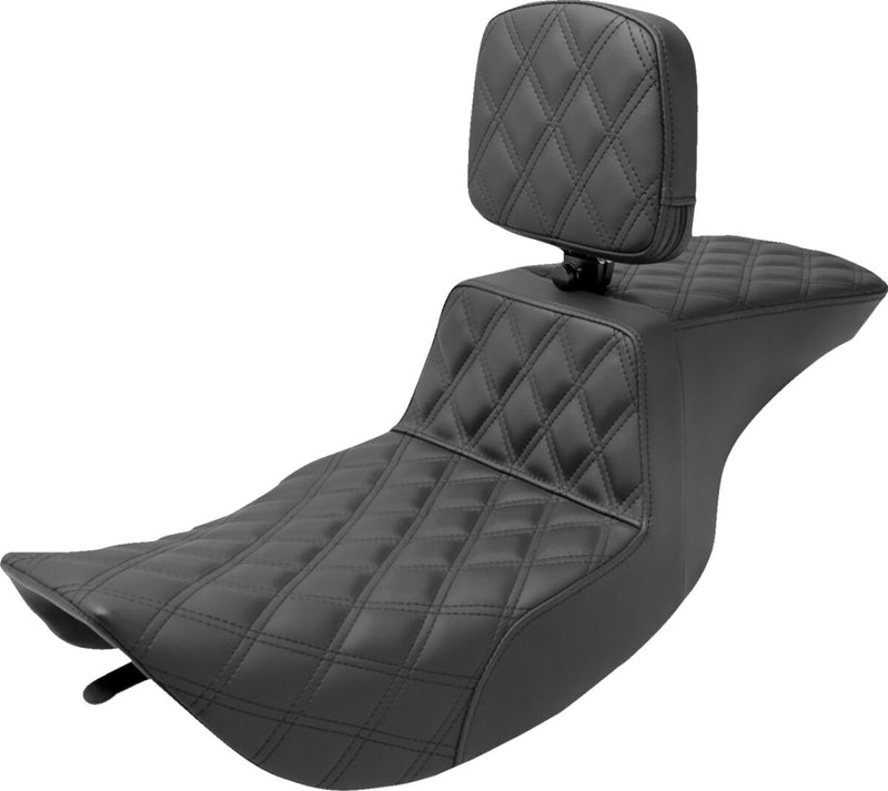 Saddlemen Full Lattice Stitch Step Up Seat w/Rider Backrest for 1997-2007 Harley-Davidson Road King and 2006-2007 Harley-Davidson Street Glide Motorcycles