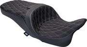 Drag Specialties Seats Freedom Touring Seat Black Silver 2-Up Seat Vinyl #0801-1482
