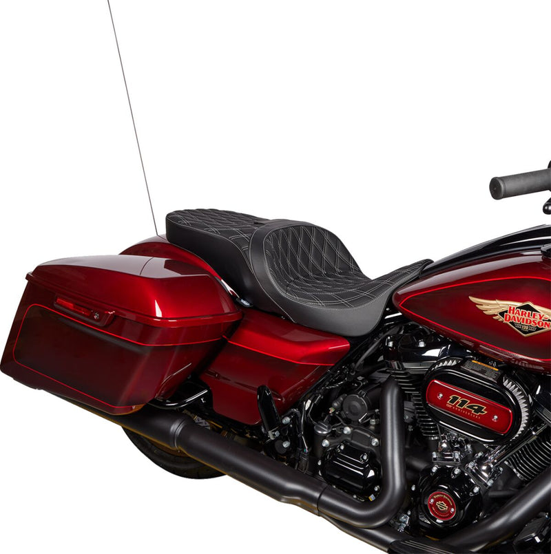 Drag Specialties Seats Freedom Touring Seat Black Silver 2-Up Seat Vinyl Each