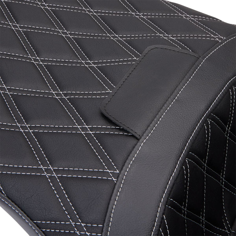Drag Specialties Seats Freedom Touring Seat Black Silver 2-Up Seat Vinyl Each