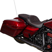 Drag Specialties Seats Freedom Touring Seat Black Red 2-Up Seat Vinyl #0801-1484
