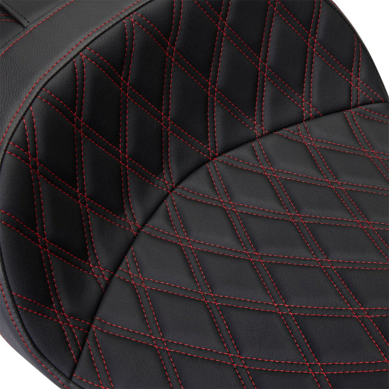 Drag Specialties Seats Freedom Touring Seat Black Red 2-Up Seat Vinyl Each