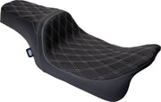 Drag Specialties Black Predator 1-up Vinyl Double Diamond Silver Seat W/out Backrest for 2008-2023 Harley-Davidson Touring and 2009-2023 Harley-Davidson Trike Motorcycles