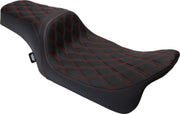 Drag Specialties Seats Predator 1-Up Seat Black Vinyl Black| Red #08011491