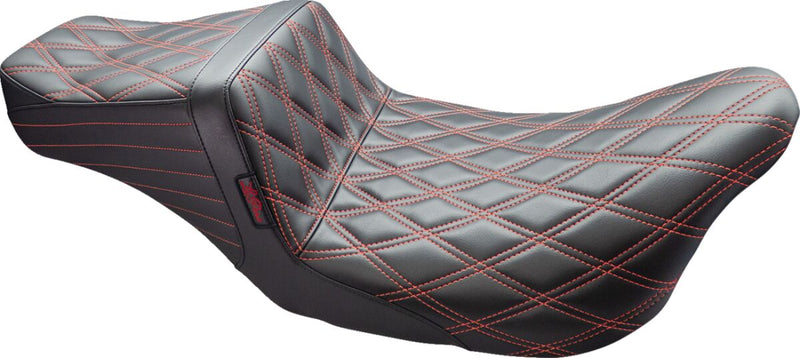 Le Pera Tailwhip Seat Black Red 2-Up Seat BikerTec #LK-587DD-RED