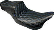 Le Pera Tailwhip Seat Black Blue 2-Up Seat BikerTec #LK-587DD-BLUE