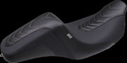 Mustang Kodlin Signature Series Squareback™ Seat for 2008-2024 Harley-Davidson Black Grey 2-Up Seat One-Piece Vinyl