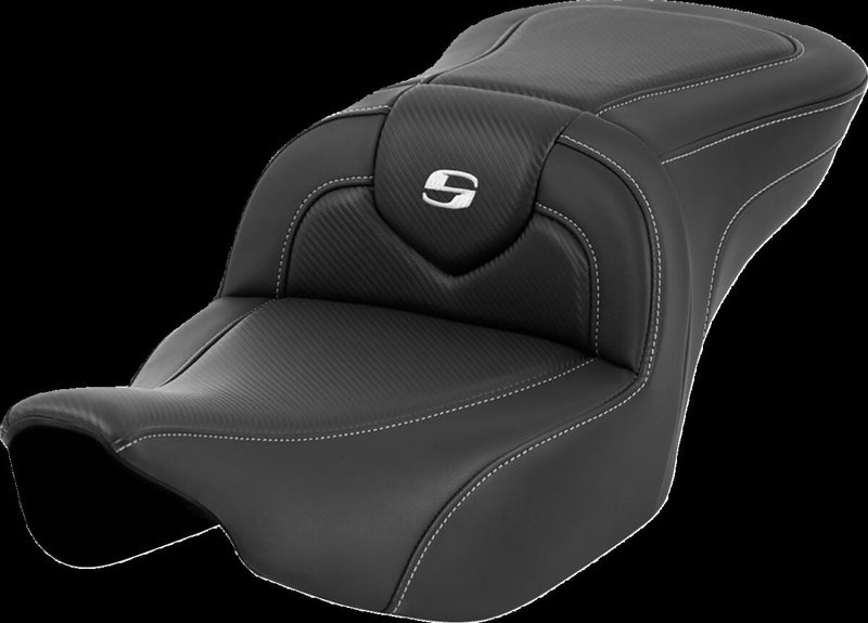 Saddlemen Black Carbon Fibre Roadsofa Silver Stitch Seat for 2023-2026 Harley-Davidson Touring Models