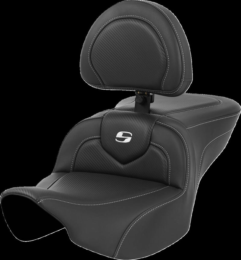 Saddlemen Black Carbon Fibre Roadsofa w/ Drivers Backrest Seat for 2023-2026 Harley-Davidson Touring Models