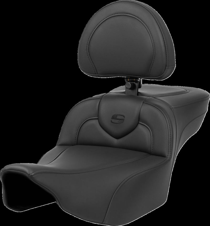 Saddlemen Black Roadsofa Black Stitch Extended Reach Seat w/ Drivers Backrest for 2023-2026 Harley-Davidson Touring Models