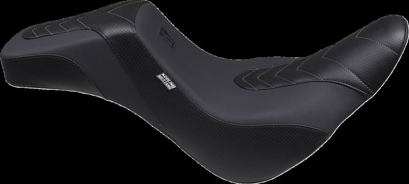 Mustang Kodlin Signature Series Squareback™ Seat for 2018-2026 Harley-Davidson Black Grey 2-Up Seat One-Piece Vinyl