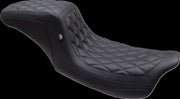Mustang Double Diamond Squareback Seat for 2008-2025 Harley-Davidson Black 2-Up Seat One-Piece Vinyl #75299