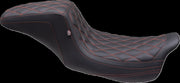 Mustang Double Diamond Squareback Seat for 2008-2025 Harley-Davidson Black Orange 2-Up Seat One-Piece Vinyl Black| Orange| Red